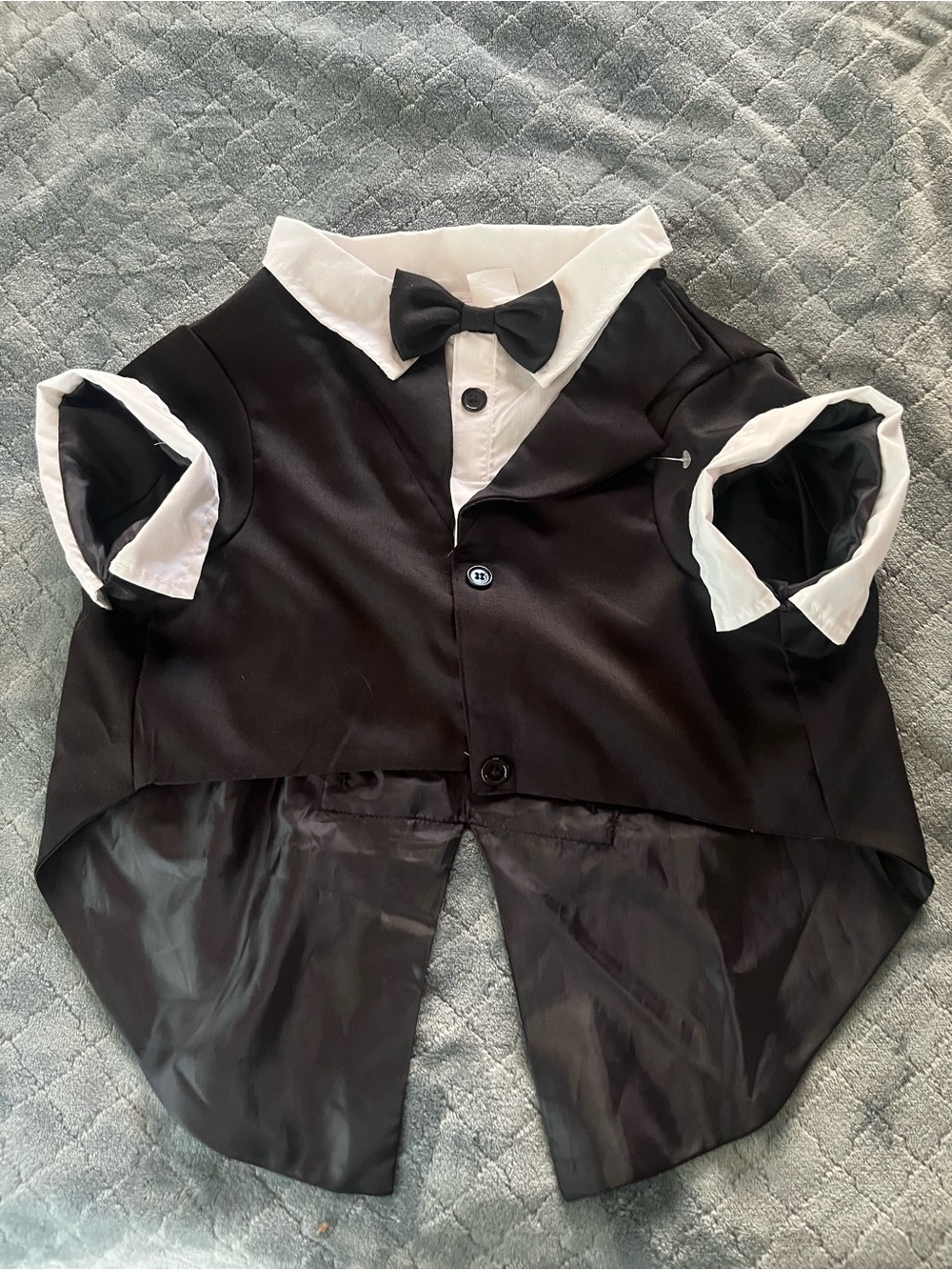 Black & White Formal Tuxedo Dog clothe Jacket with Bow Tie XL‎ Groom Wedding